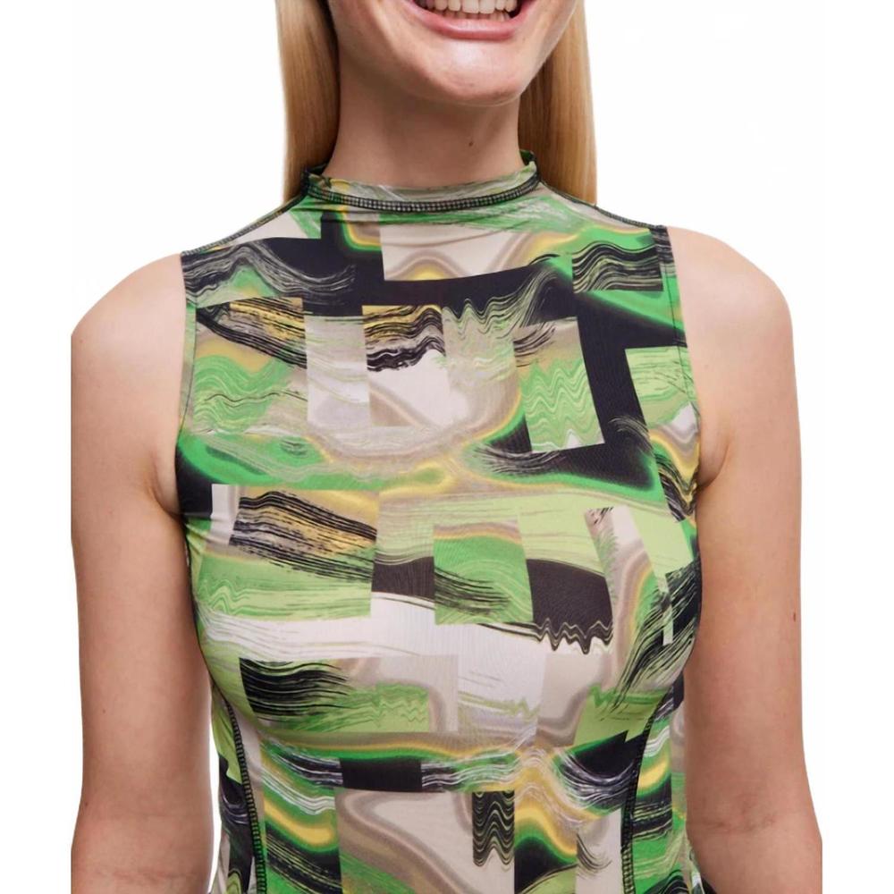 NEW OVAL SQUARE skye bodysuit in green glitch